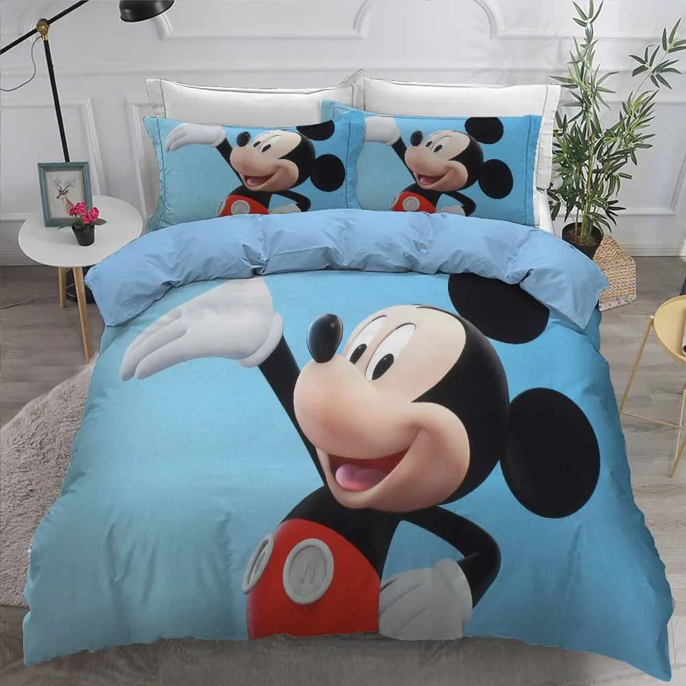 

Disney Mickey Minnie Mouse Duvet Cover Set Kid Present Bedclothes 3d Bedding Sets for Full Queen 3pcs Bed Quilt cover Pillowcase