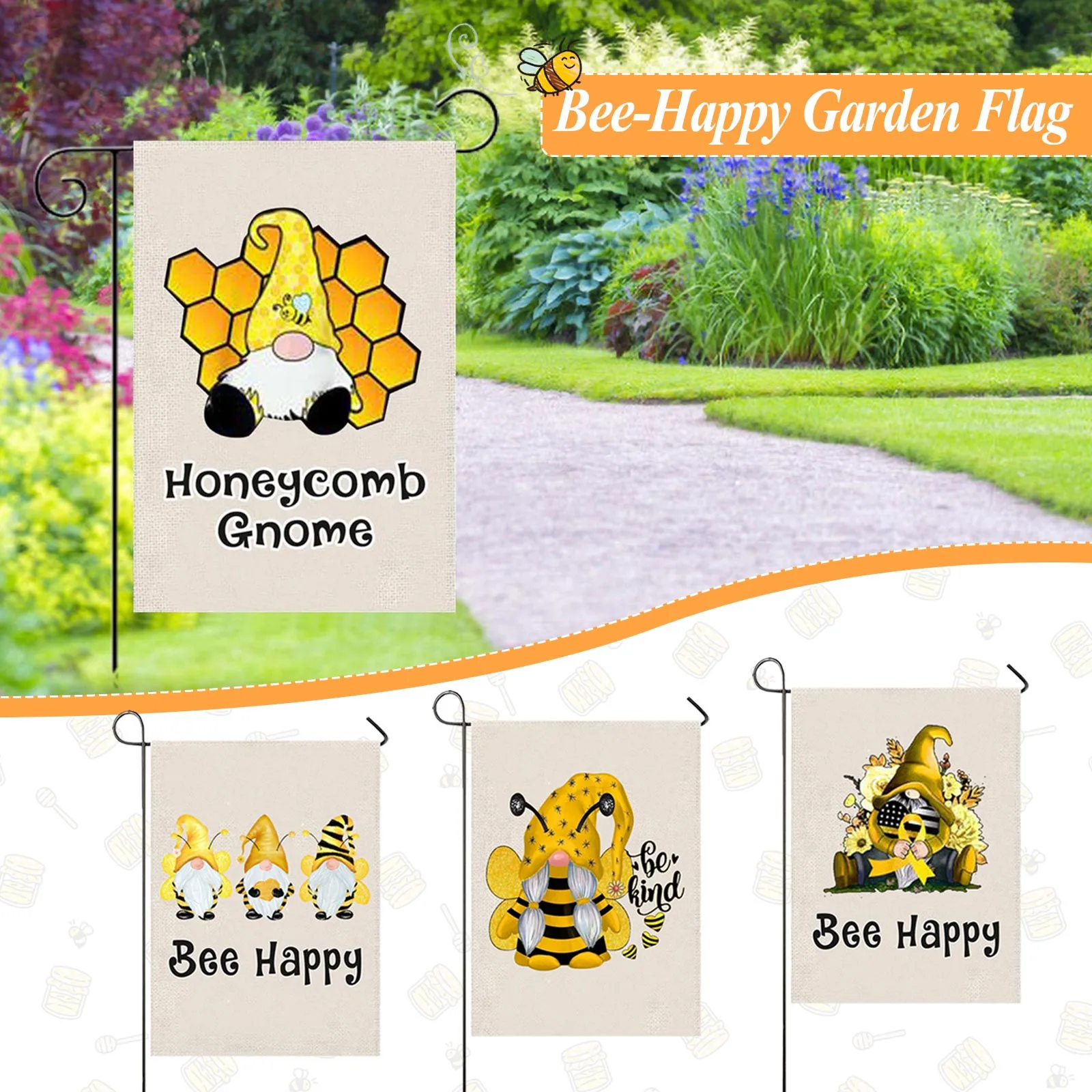 Праздничный Садовый флаг пчелы вертикальный двусторонний весенне летний