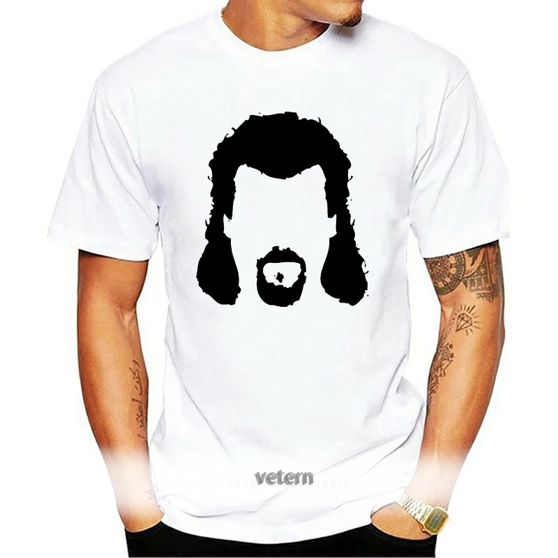 

Kenny Powers Mullet Silhouette Funny Mens Baseball Party Drinking White T-Shirt Retro Tee Shirt