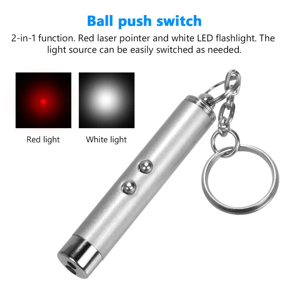 

Keychain Fun Pointer LED Laser pointer Teasing Cat With battery Pet Cat Tickle Toy Portable Mini Light Training Torch Flashlight