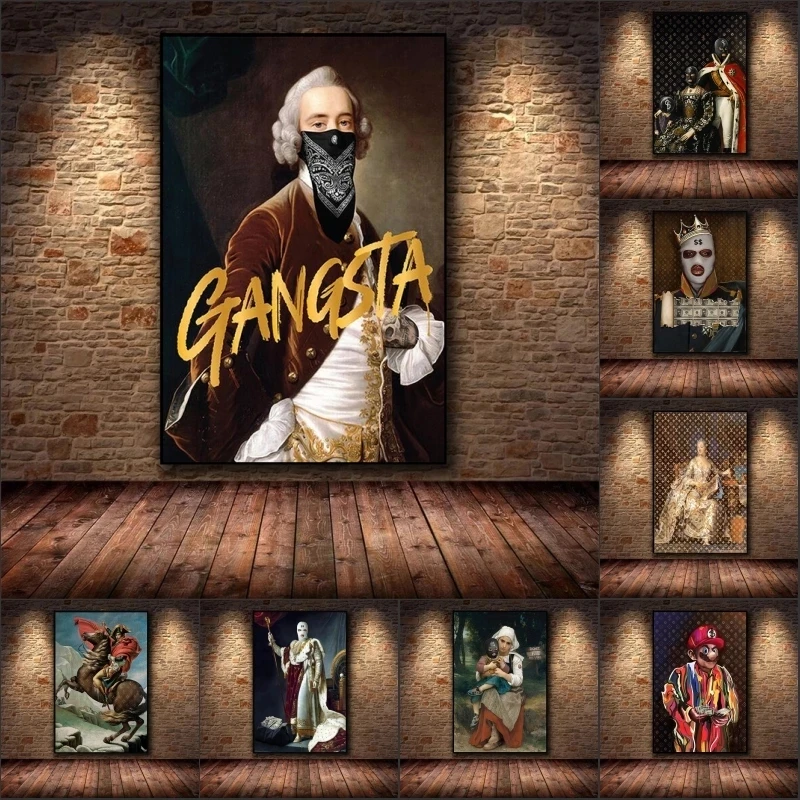 Картина в маске дворец семья ВИНТАЖНЫЙ ПЛАКАТ доллар человек граффити холст