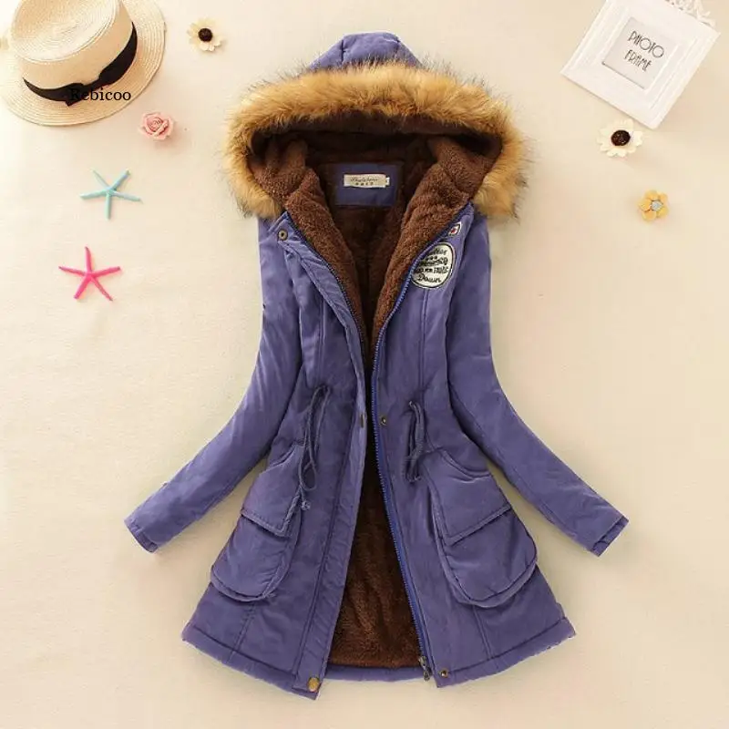 

Winter Women Coat Parka Casual Outwear Military Hooded Coat Woman Clothes Fur Coats female Winter Jacket Women