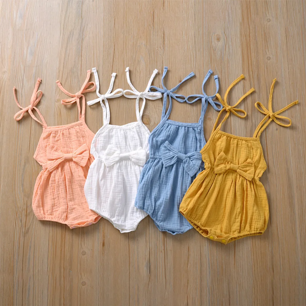 

0-24m Baby Girls Bodysuit Romper Jumpsuit Outfit Summer Newborn Kids Infant Clothes Solid Newborn Infant Baby Bodysuit Outfits