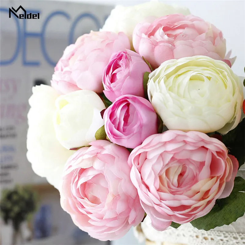 Meldel букет невесты искусственные шелковые цветы 10 голов роза цветок лотоса