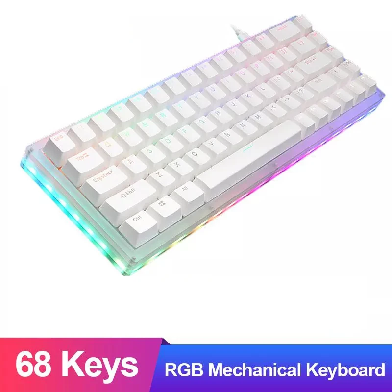 

K66 66 клавишная механическая клавиатура TYPE-C проводная USB RGB подсветка PMMA keycaps Gateron переключатель игровая механическая клавиатура ПК ноутбук