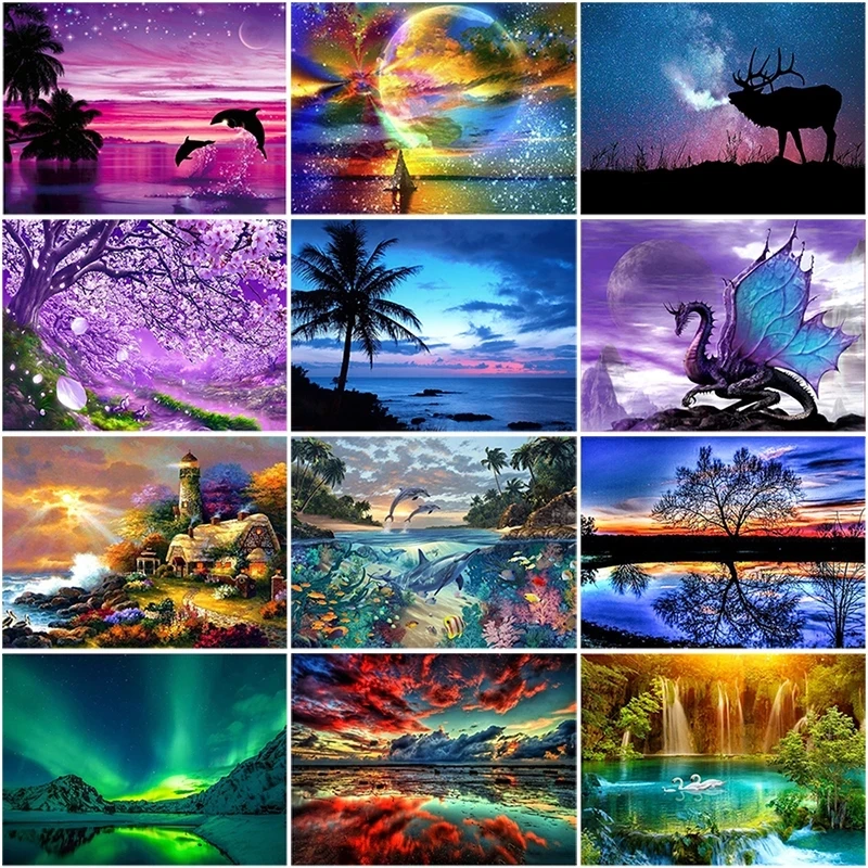 

Diy 5D Diamond Painting Starry Sky Diamond Embroidery Cross Stitch Full Round Drill Mosaic Rhinestones Landscape Wall Home Decor