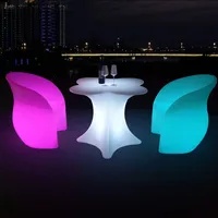 New Cherry Blossom Shaped  Rechargeable LED Luminous Cocktail Table IP54 Waterproof Glowing Led Bar Table Outdoor Furniture