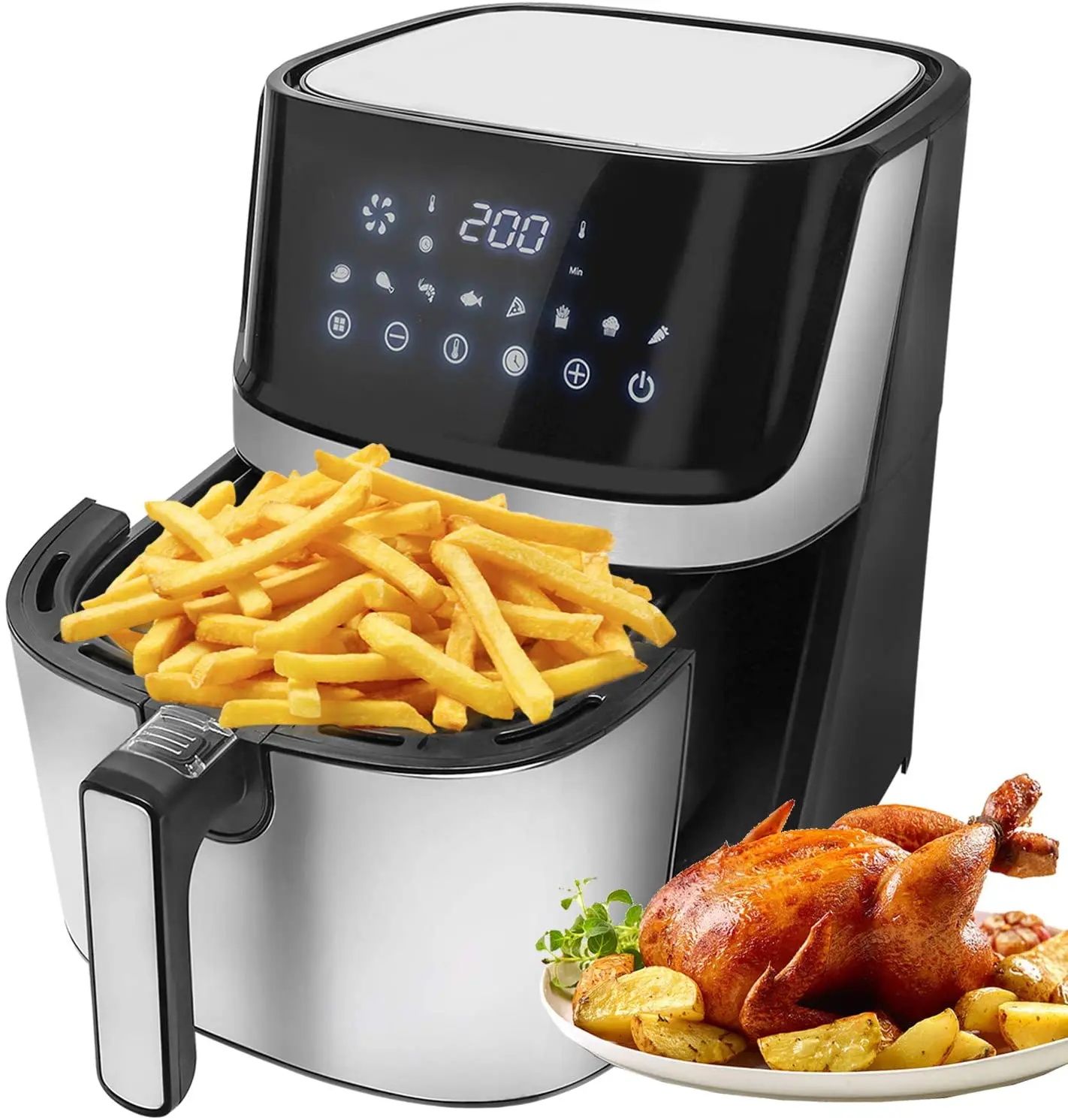 1700W Смарт аэрофритюрница для приготовления блюд без 5L 8 программ сенсорный Экран