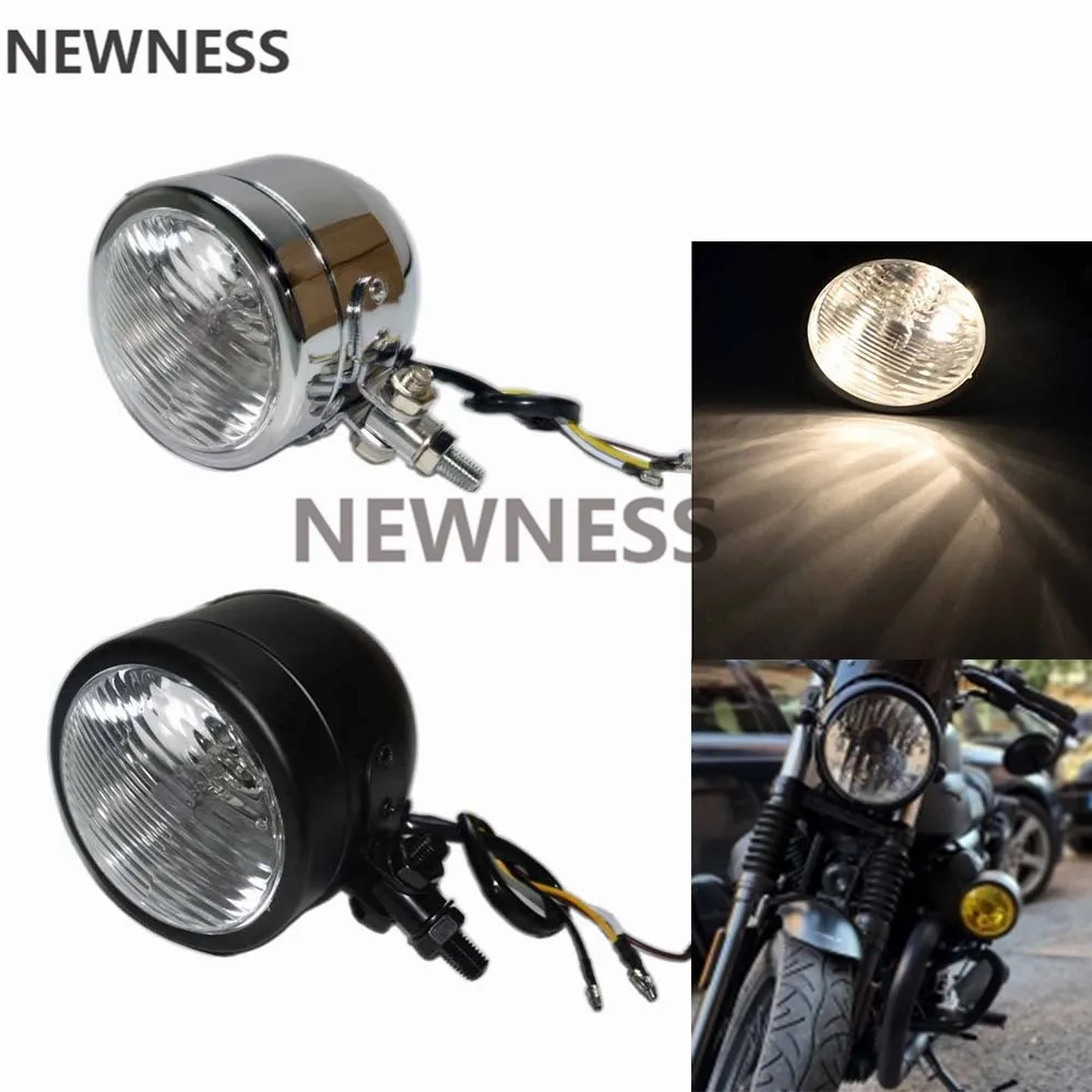 Черная Хромированная фара передняя круглая H4 освещение для чоппера Harley Suzuki Honda