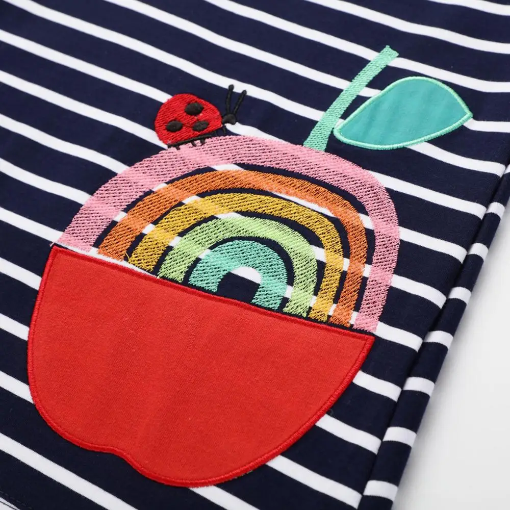 SAILEROAD 2-7Years Apple Applique Girls Dress for Summer Children Kids A-Line Clothes Cotton Baby Girl's Vestido | Детская одежда и