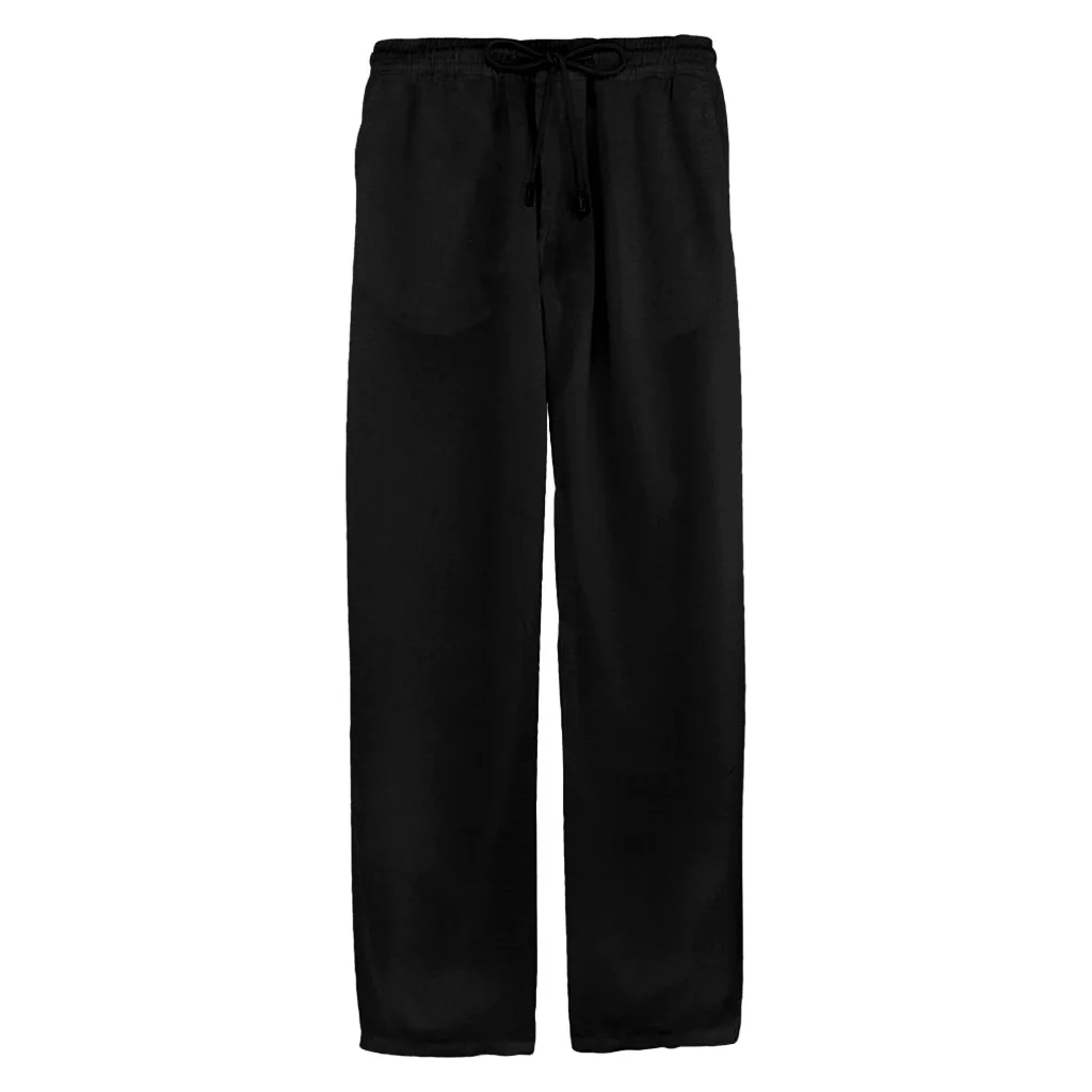 

Casual Pants Men Clothing Cotton and Linen Trousers Fashion Solid Color Drawstring Straight Men's Pants