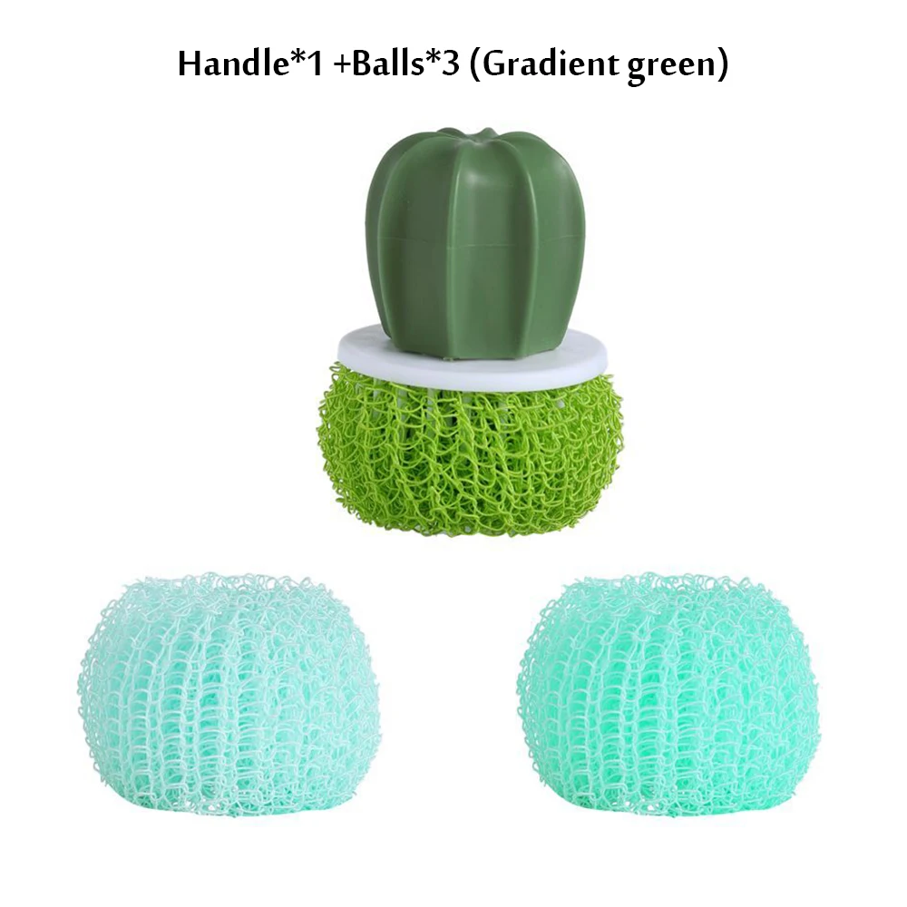 

Creative Pot Brush Cactus Nano Cleaning Ball Gradient Color Cleaning Brush Pot Cactus Pot Brush Kitchen Supplies Cleaning Tool