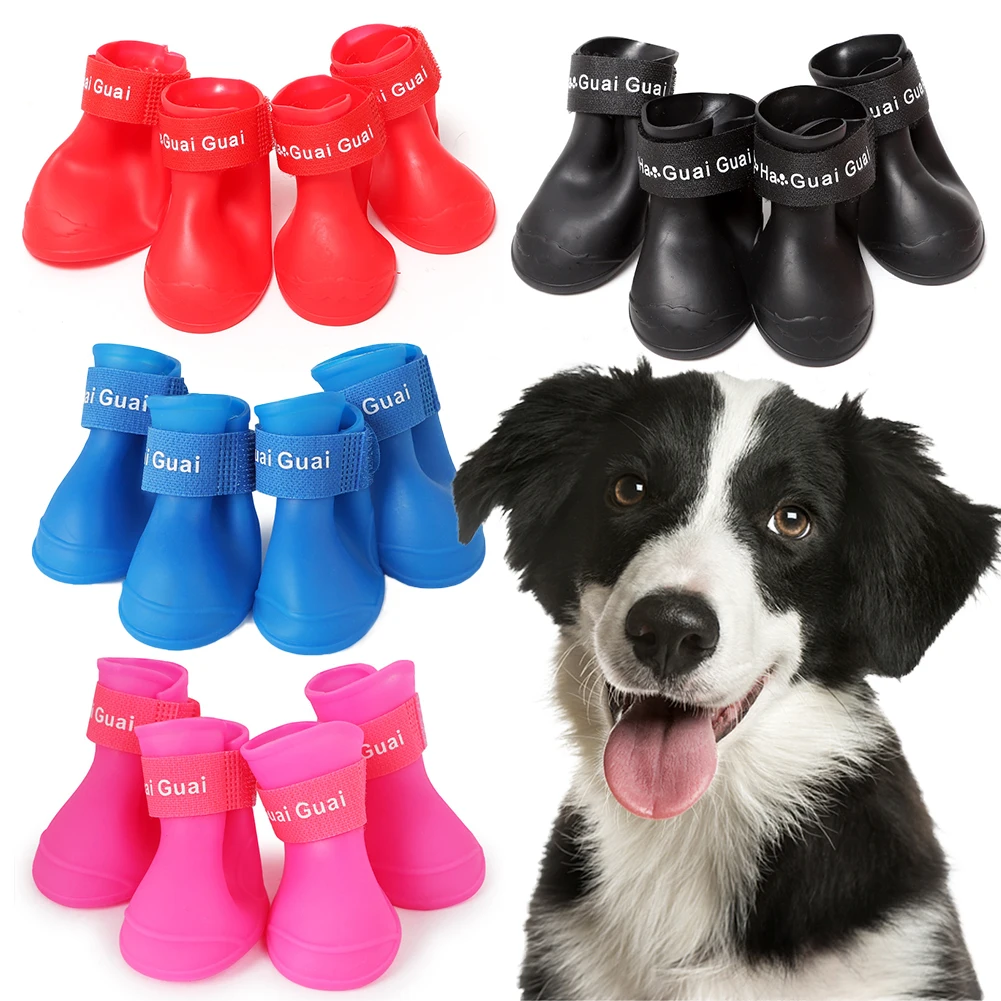 4 шт./лот S/M/L обувь для дождливой погоды собак ботиночки резиновые портативные