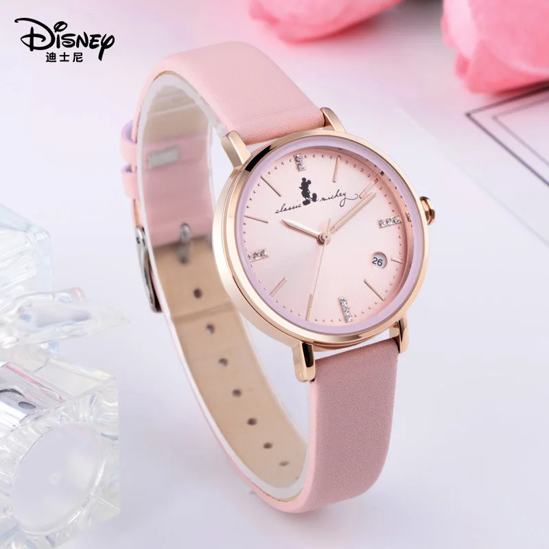 Детские кварцевые наручные часы Disney Mickey Mouse модные женские с бриллиантами