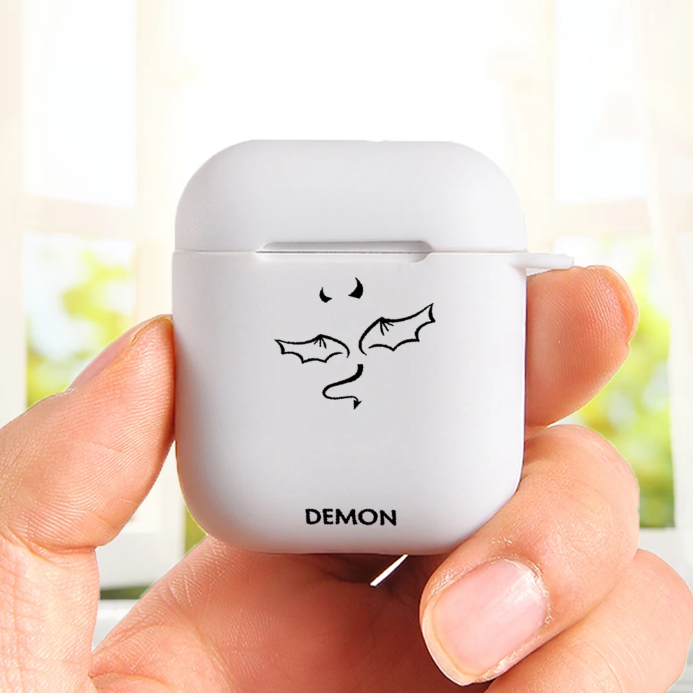 

2021 etui Demon Angel Couple Clear Fundas White for Apple Airpods Cases 1 2 Clear Airpod Pro Case In Earphone Accessories Cover