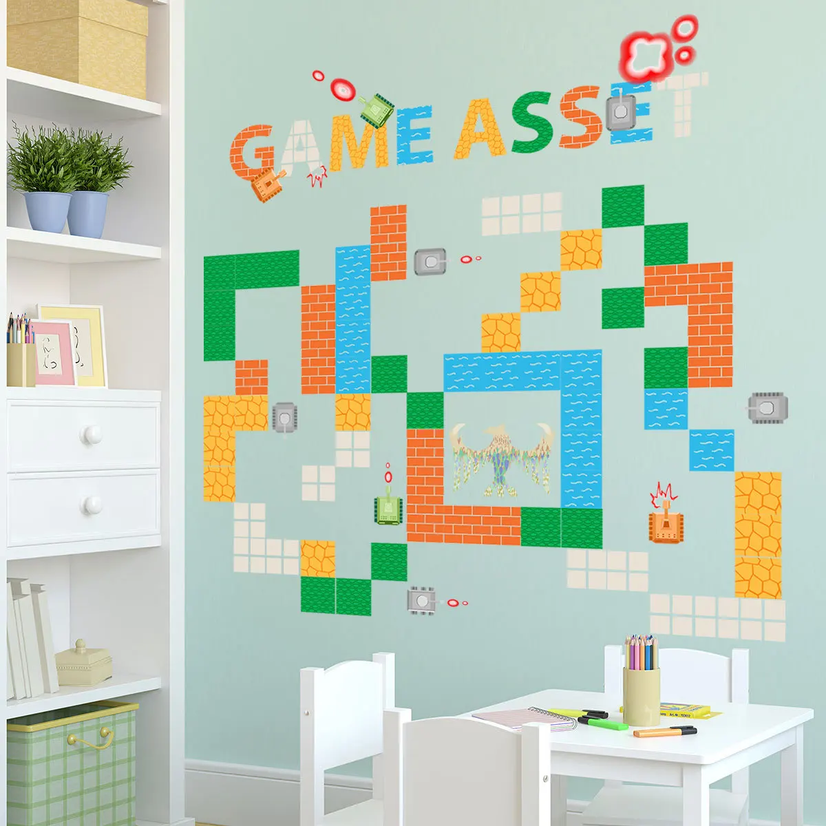 

DIY Kids Room Nursery Wall Stickers Creative Living Room Bedroom Decor Square Game Vinyl Floor Stickers Wall Decoration Decals