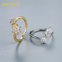 qmcoco korea ins zircon simple small daisy woman index finger ring design silver color open adjustable elegance flower rings