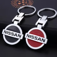 1pc 3d metal car emblem keychain keyring for man women gift for nissan badge nismo qashqai altima juke note leaf tiida navara
