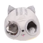 Лежанка для кошек с подушкой, мягкая Лежанка для кошек, зимняя теплая Лежанка для кошек в форме головы, домик для домашних животных, котенок, хижина, товары для домашних животных