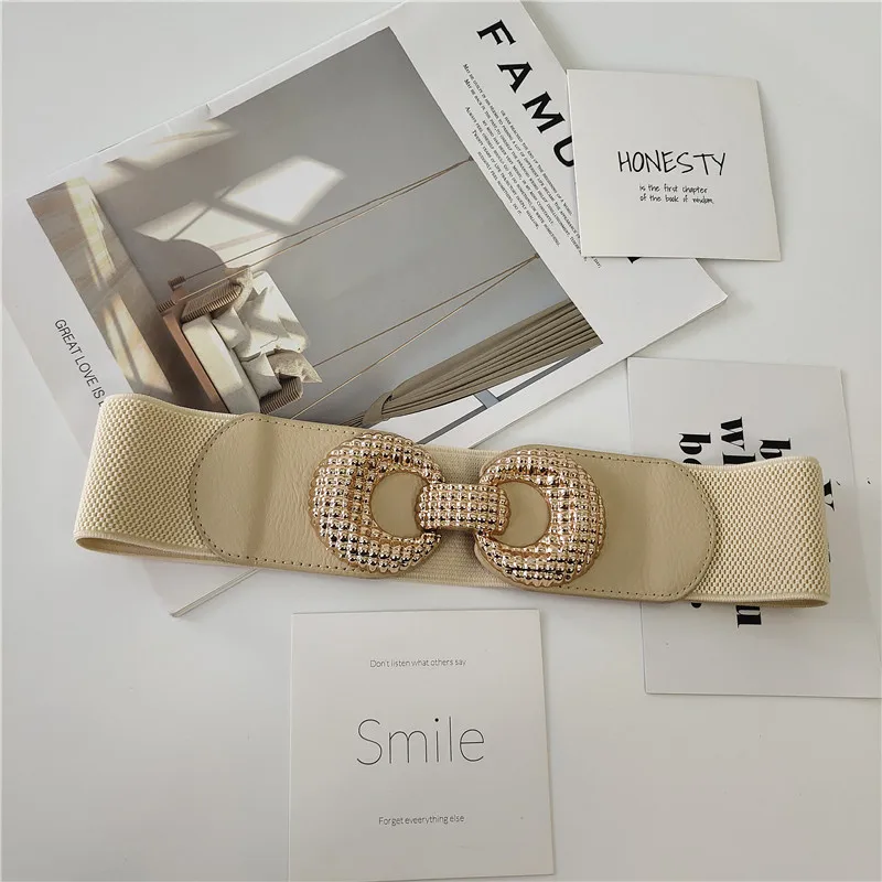 

Oval Buckle Thin Belt Female Ornament Waist Seal with Skirt Elastic Narrow Belt All-Match Waist Black