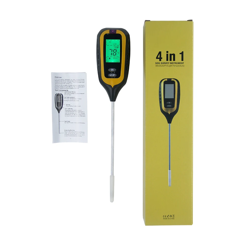 Измеритель влажности почвы 4 в 1 Профессиональный Цифровой PH для садоводства