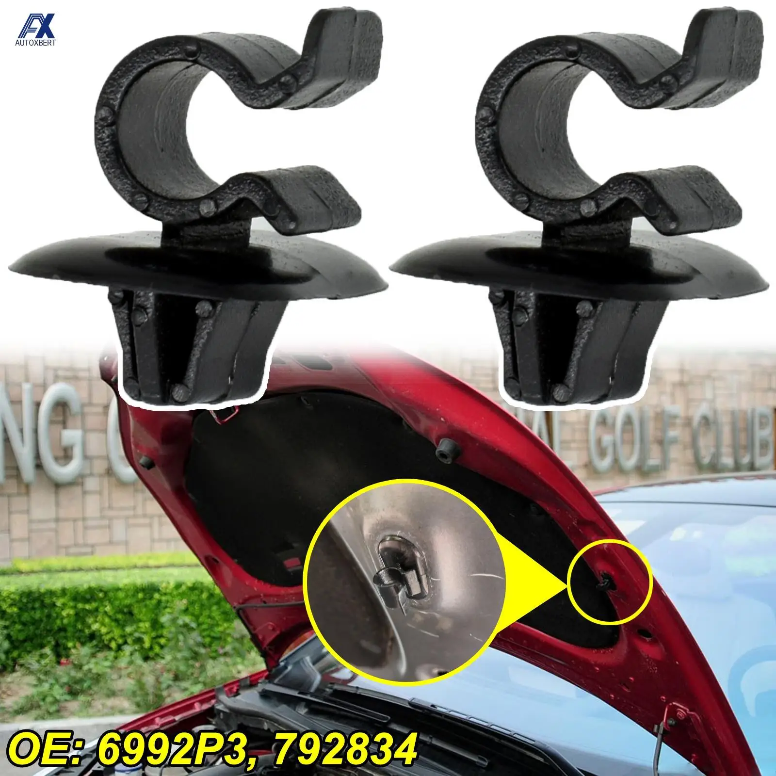 

2pcs For Citroen C2 C3 C4 C5 AX Berlingo B9 Eurovans Evasion Hood Bonnet Rod Stay Support Prop Clip 792834 Holder Clamp Fastener