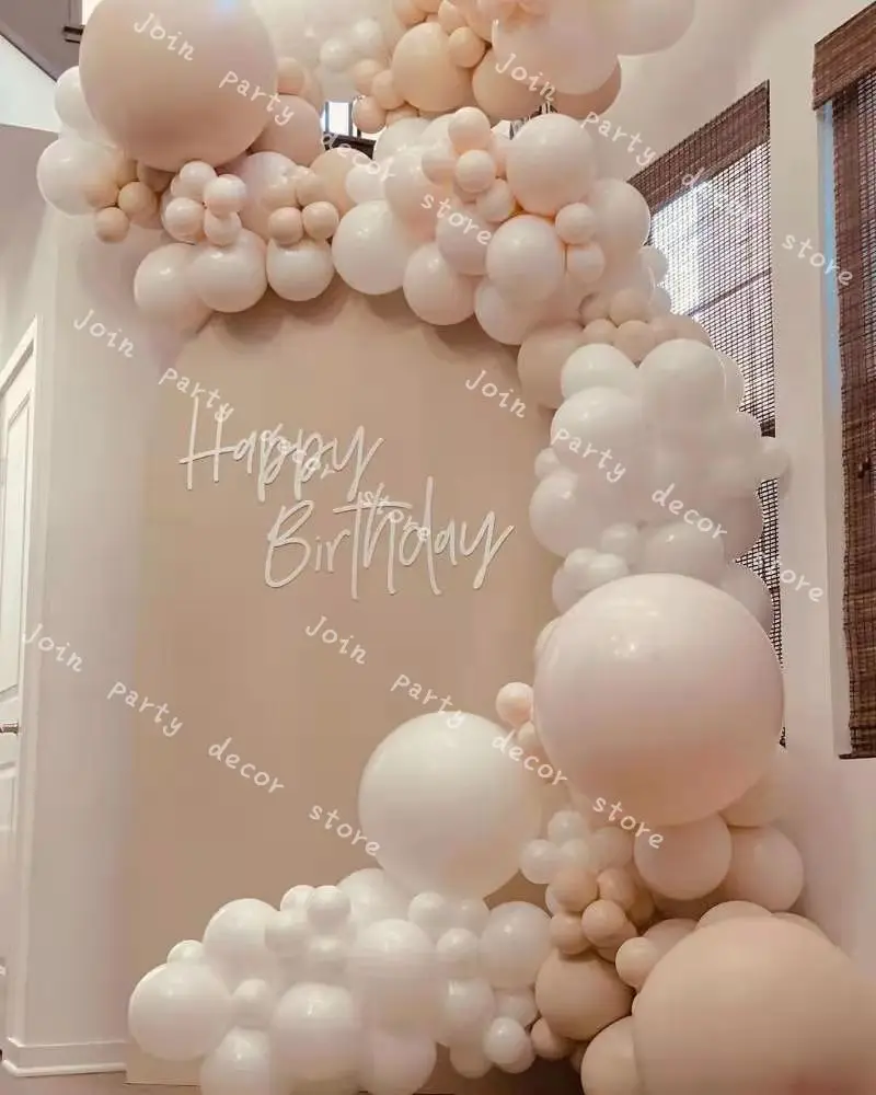 

Baby Shower 18Ft Matte White Doubled Cream Peach Blush Nude Balloon Garland Arch Favors Decor Wedding Valentine's Day Decoration