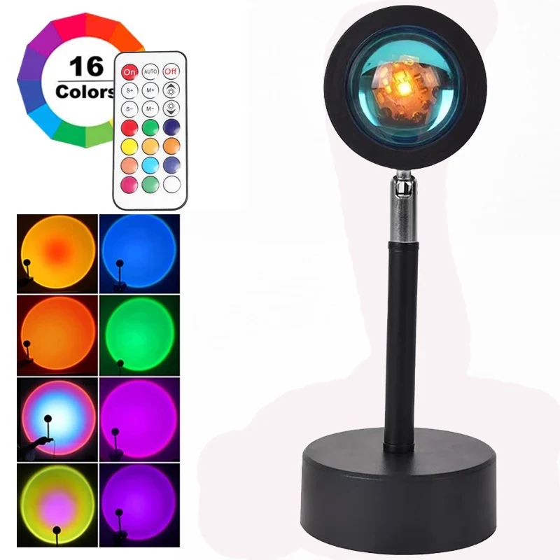 Новая RGB проекционная лампа с дистанционным управлением и закатом радужная