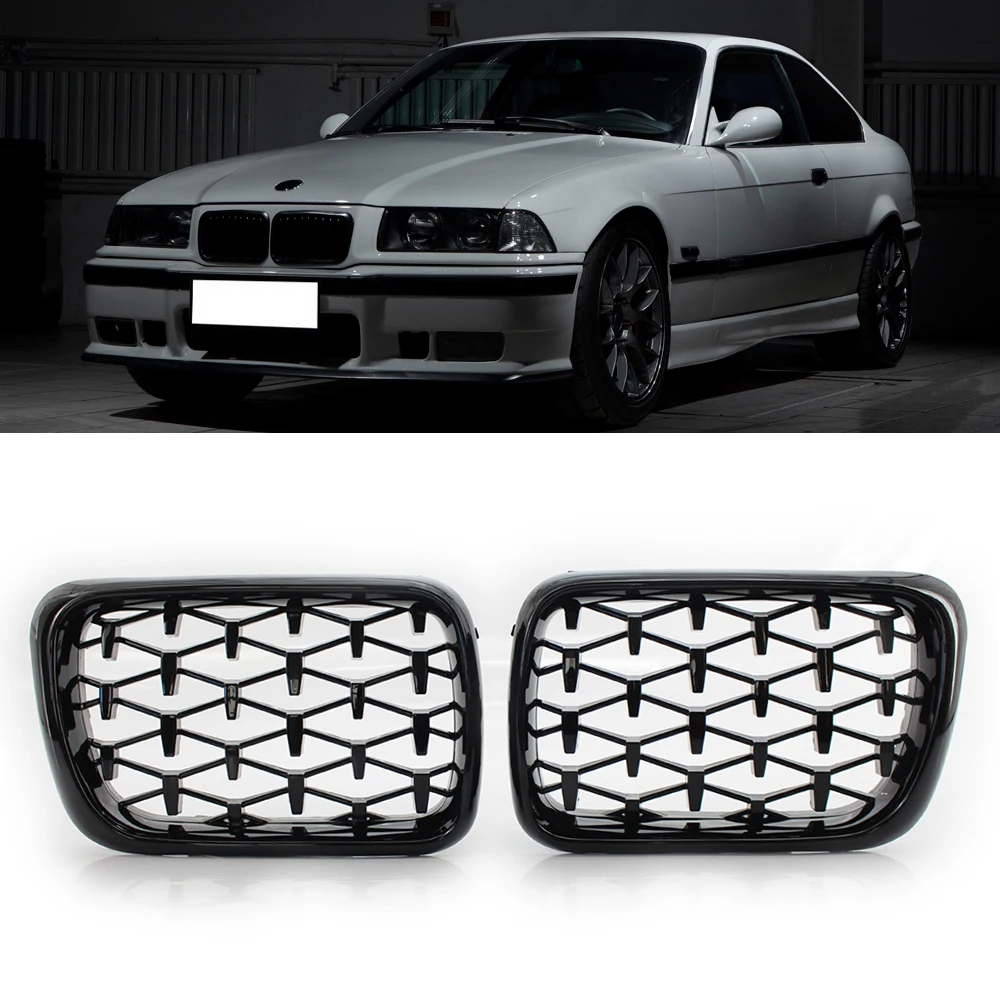 Пара Алмазная Звезда Стиль гриль Передняя ножная решетка для BMW E36 3 Series 318I 323I 328I M3