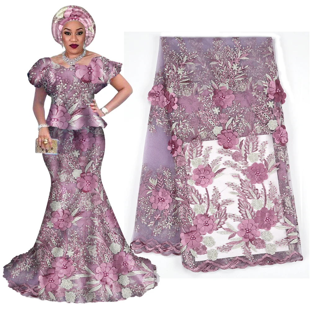 Новые французские блестки 3D кружевная ткань Африканская ручной работы из бисера