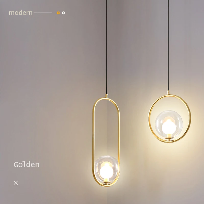 Modern LED Pendant Lamp Dining Room Bedroom Pendant Lights lndoor Lighting Hanging Light Gold Black Glass Decoration Luminairea