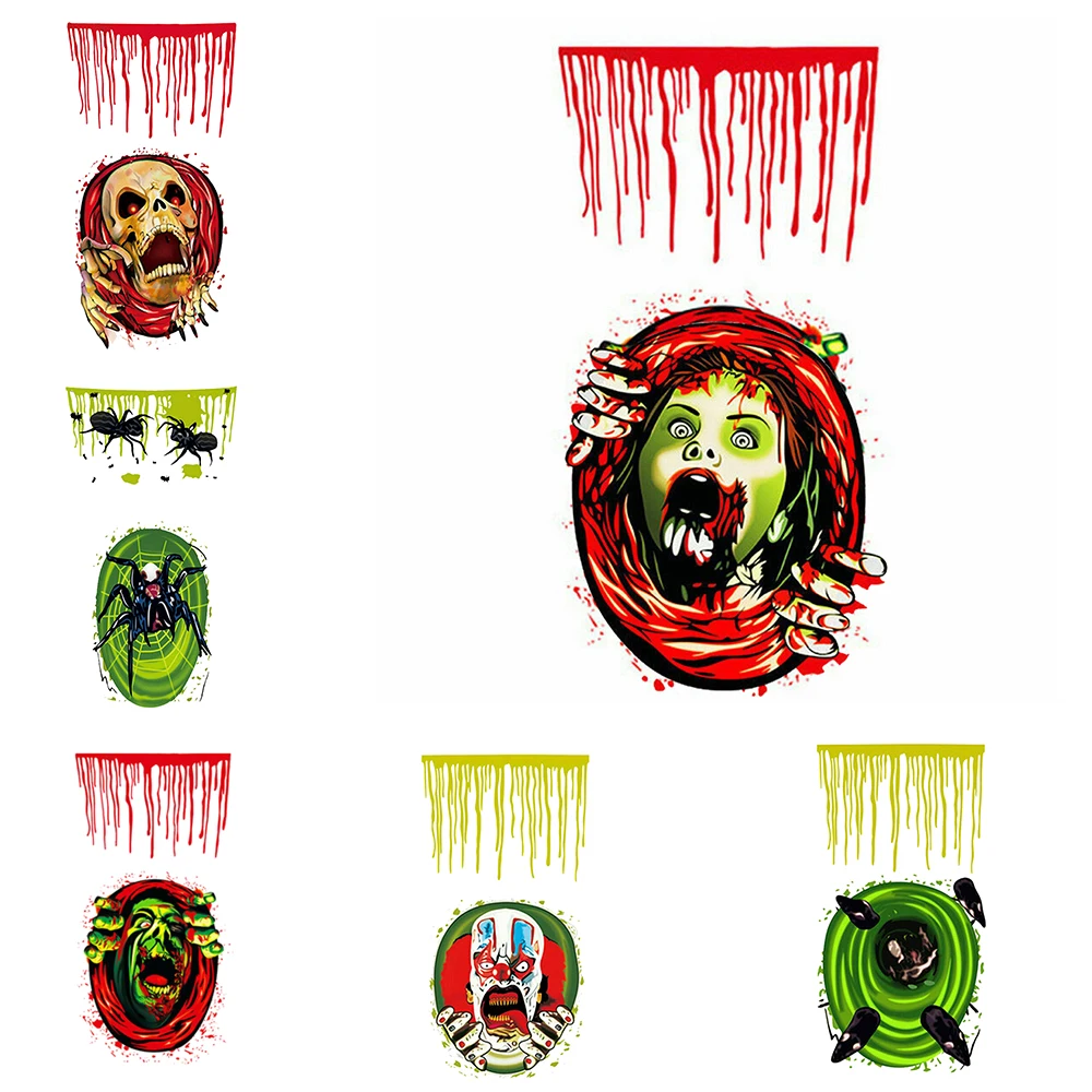 Страшные маски для вечеринки в честь празднования Хеллоуина наклейка на унитаз