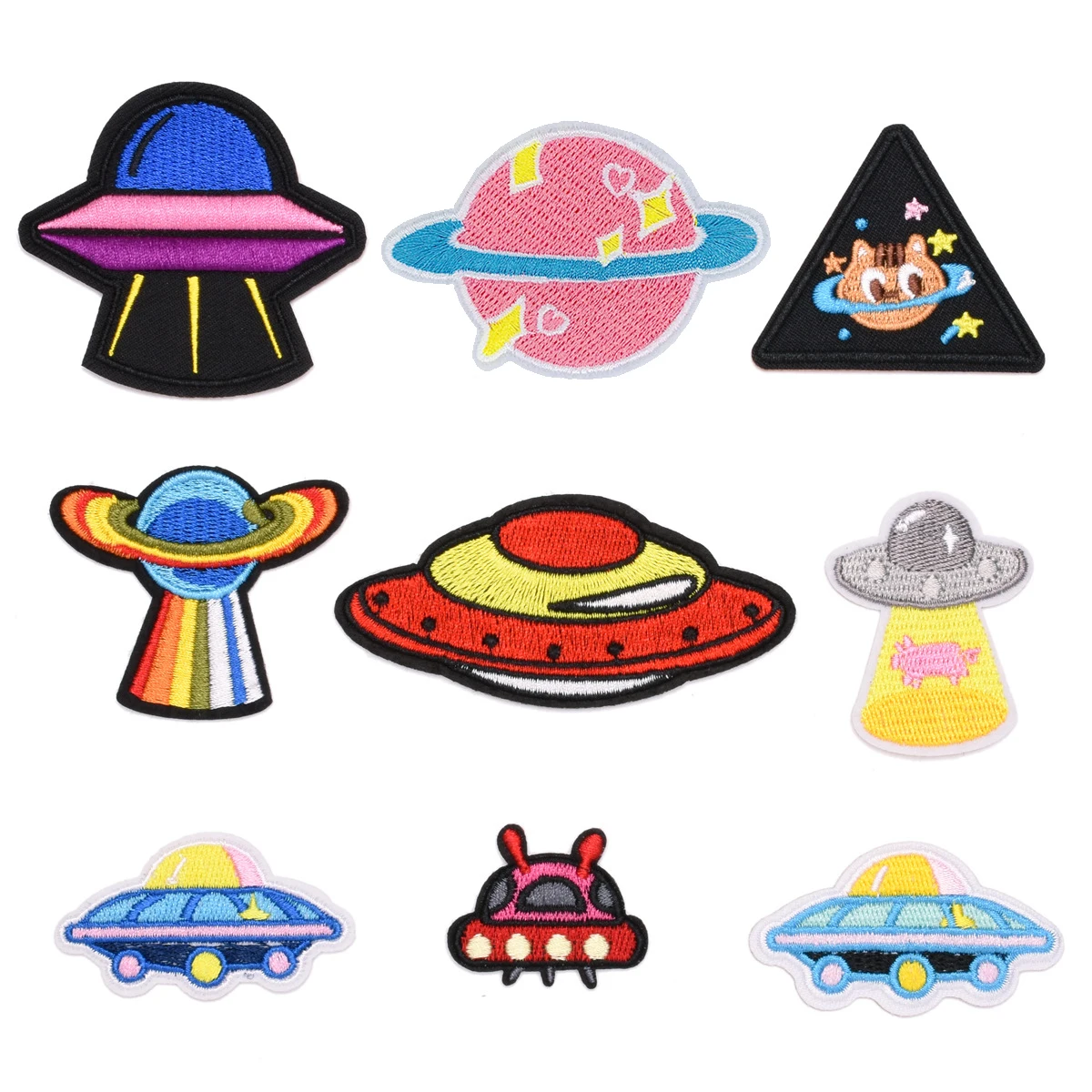 

Alien Planet UFOPatches for Clothing Embroidered Stripes Star Patch Iron on Clothes Children Kid Applique Sew on Stickers Badges