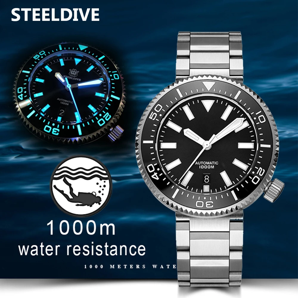 Механические наручные часы для дайвинга NH35 Мужские автоматические спортивные 1000