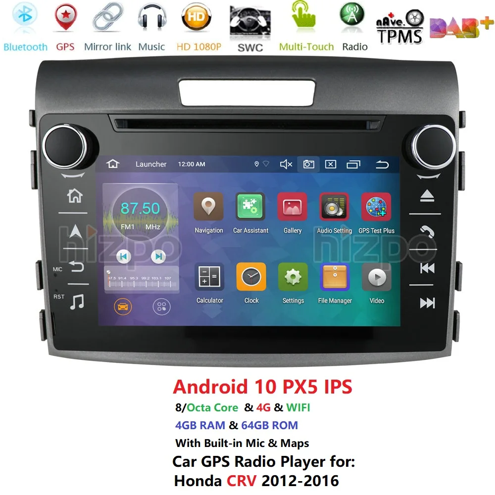 Автомобильный DVD плеер на Android 10 для Honda CRV 2012 2016 GPS навигация стереоголовное