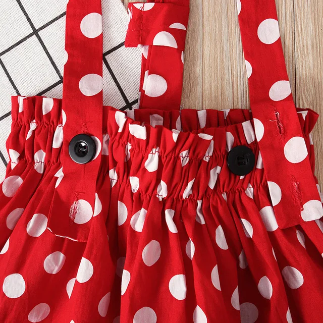 Комплект из 2 предметов красная юбка в горошек принцессы + черные топы милый бант