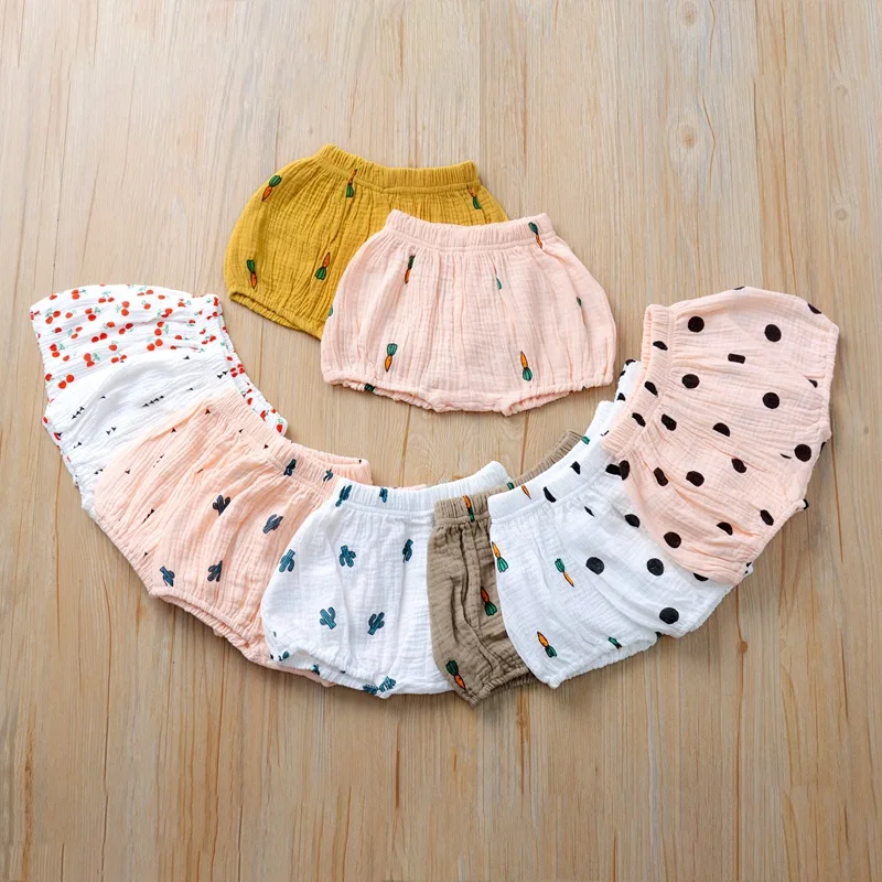 0-2Y Kawaii Newborn Baby Bloomers PP Pants Cotton Linen Triangle Solid Dot Girls Shorts Summer Trouser Toddler