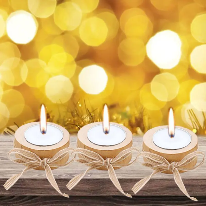 Деревянный подсвечник для Украшение стола завод цветок печати Свадебные