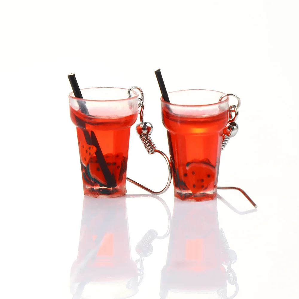 Милые Креативные полимерные серьги в виде бутылки с фруктами и напитками Желтая