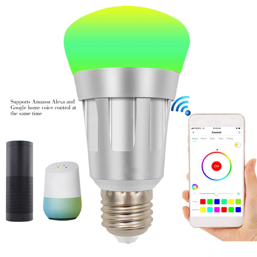 AC85-265 7W E27 E26 B22 E14 Wireless WiFi Smart Led Bulb Support Alexa Google Home APP Remotely Remote Control Bulb Light