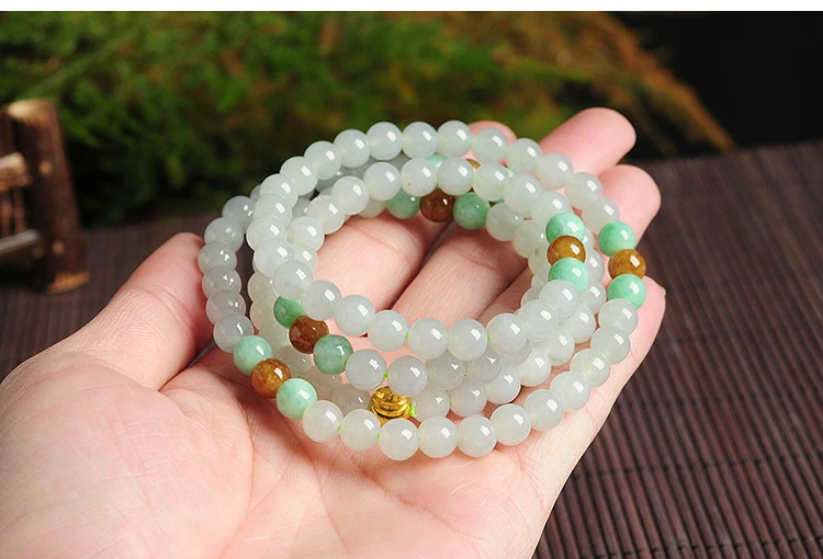 

Natural Myanmar Raw Stone Carved Ice Base Three Colored Ball Pendant Necklace Fine Princess Clavicle Chain