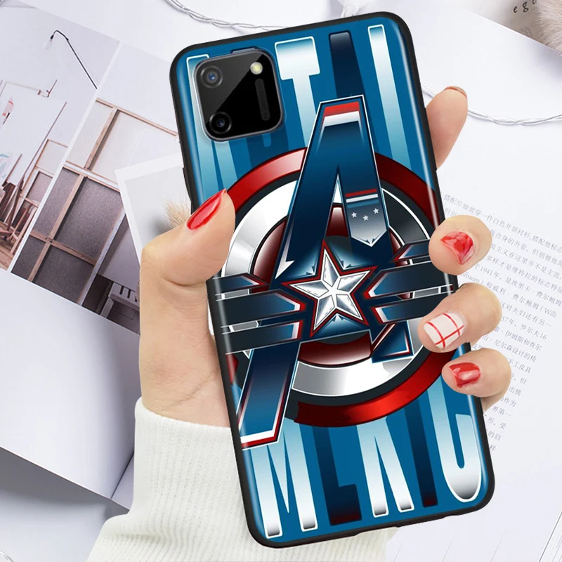 

Marvel logo for OPPO Realme V15 X5 X3 X50 X7 X2 C17 C11 C3 C2 7 7i 6 6S 6i 5 3 2 Pro Soft Black Phone Case