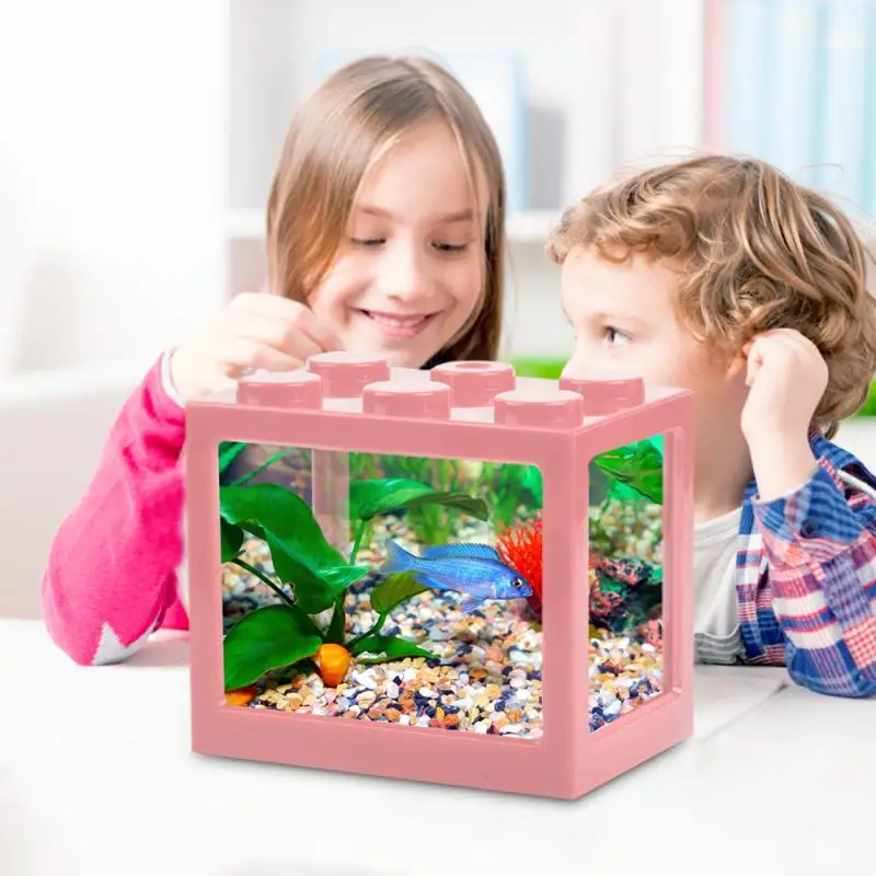 Mini Aquarium Building Block Fish Tank Stackable Blocks Ecological Spider Ant Small Reptile Pet Box | Дом и сад