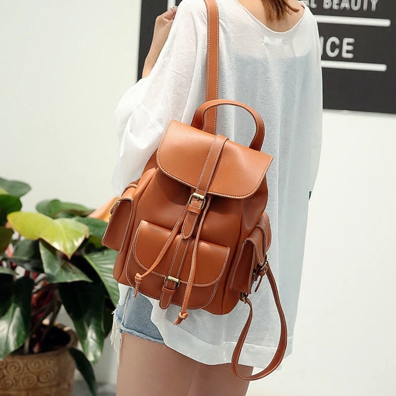 

women bag Women's Fashion Simple Solid High Capacity Portability Zipper Student Backpacks bags for women School bag For Girls