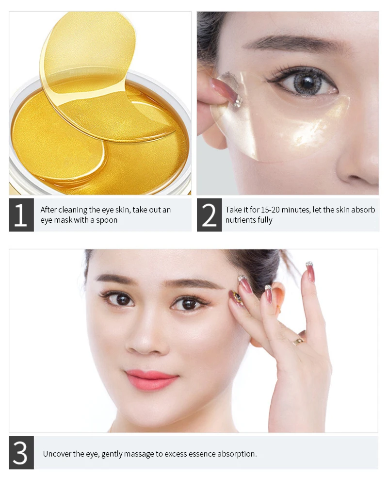 

60pcs Gold Crystal Collagen Eye Patches Mask Eye Patch Moisturizing Anti-Wrinkle Anti Aging Remove Dark Circles Eye Care TSLM2