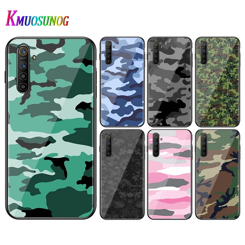 

For OPPO A5 A9 2020 F7 Phone Cover Camouflage art for OPPO Reno 2 Z 2Z 2F 3 4 Pro 5G Bright Black Phone Case