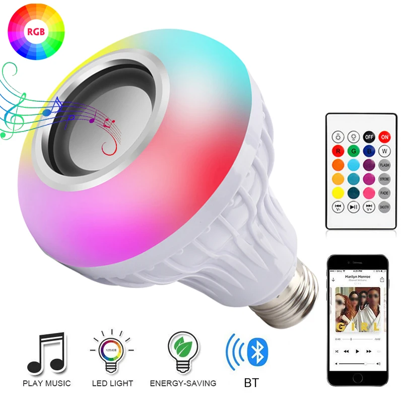 

E27 Smart Control Lamp Led RGB Light Dimmable Music Bulb E27 5W 10W 12W 15W Remote Control Dimmable Lamp Colorful Changing Bulb