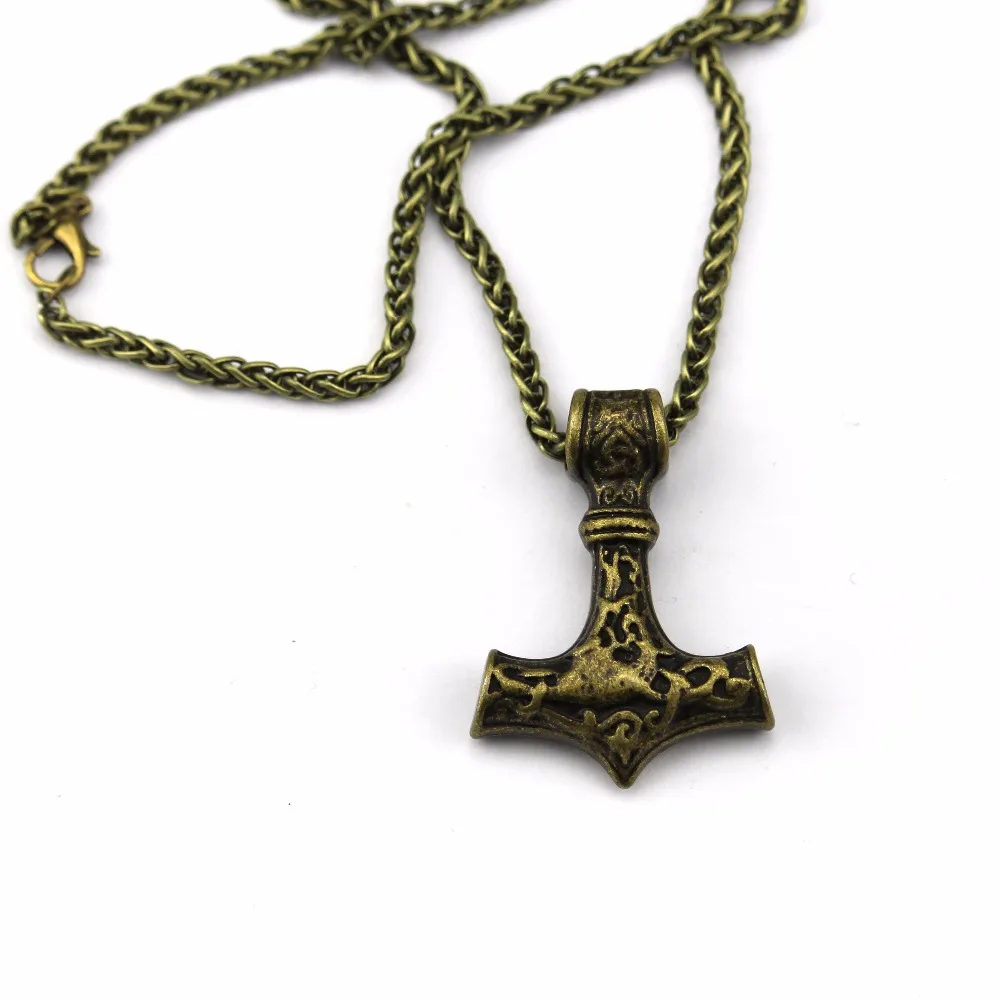 

Norse Vikings Amulet Pendant Necklaces Hammer Of Thor Mjolnir Pendants Sweater Chain Necklace Animal Wolf Head Viking Jewelry