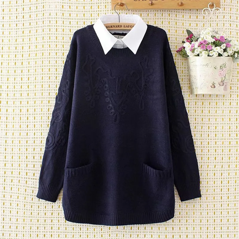 Размера плюс высококачественный кашемировый свитер женский вязаный Топ зима