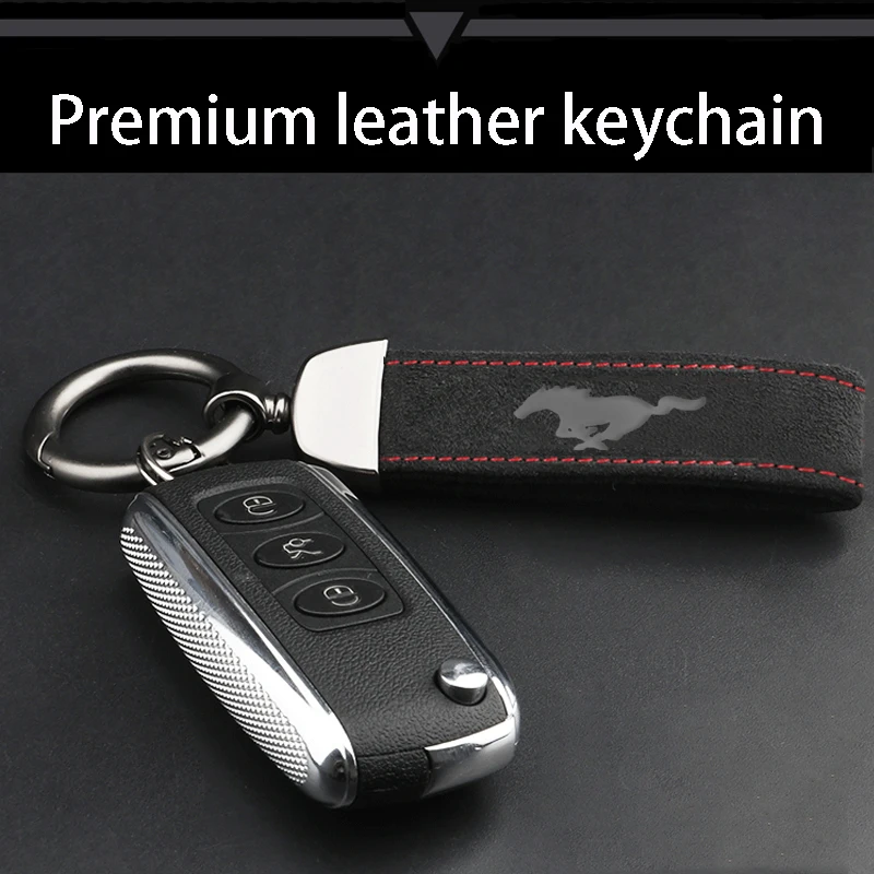 

Fashion high-end metal leather car keychain 4S shop custom key For Ford mustang GT 2020 2019 2018 2017 2016 SHELBY Car